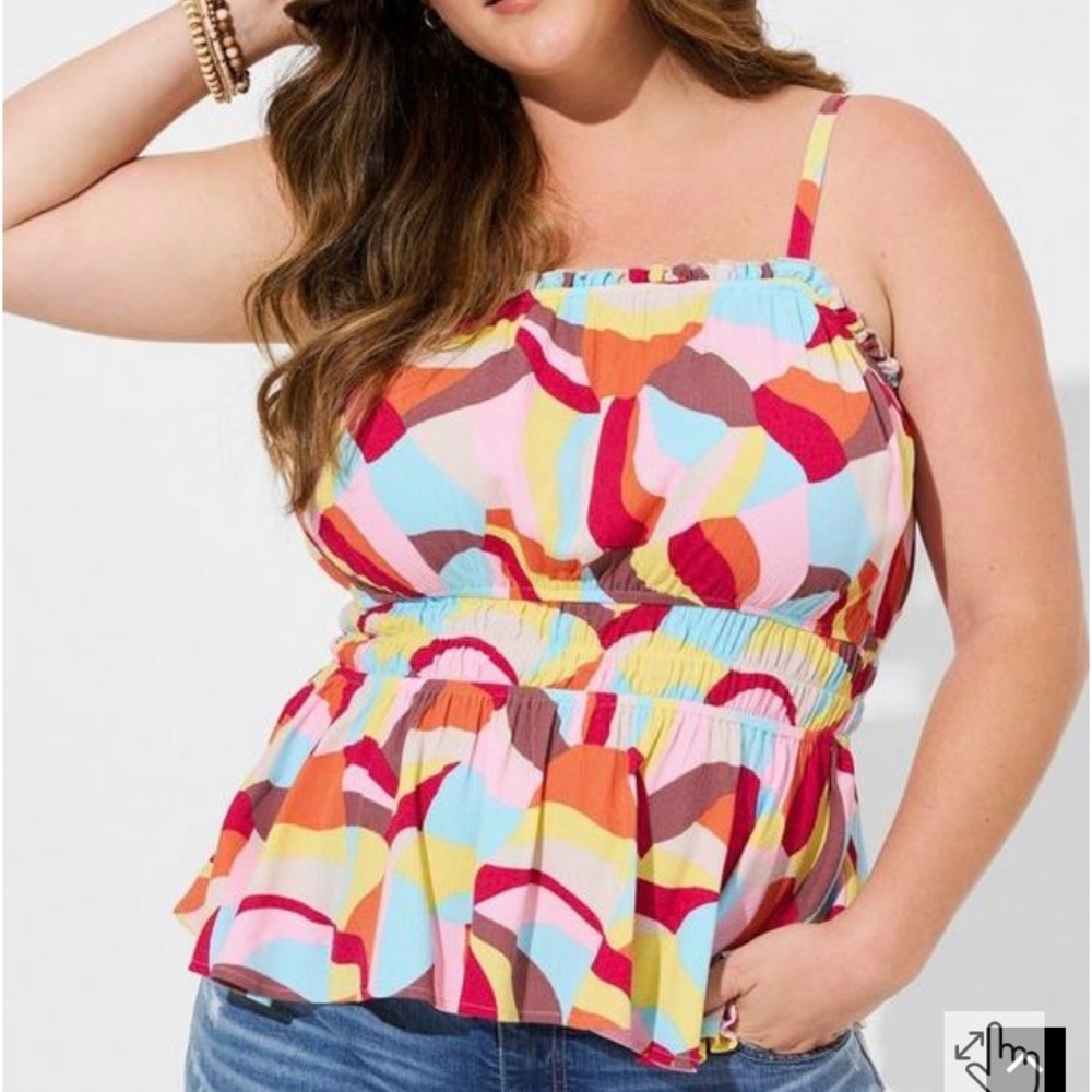 Torrid Peplum Washable Gauze Square Neck Cami Size 0 ( Large )